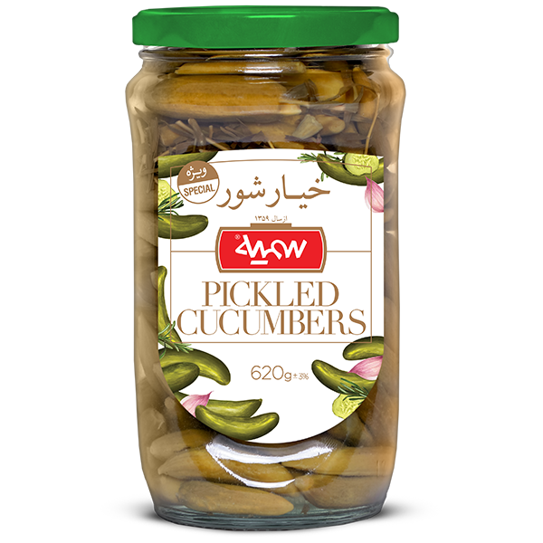 Special pickled cucumber in glass jar